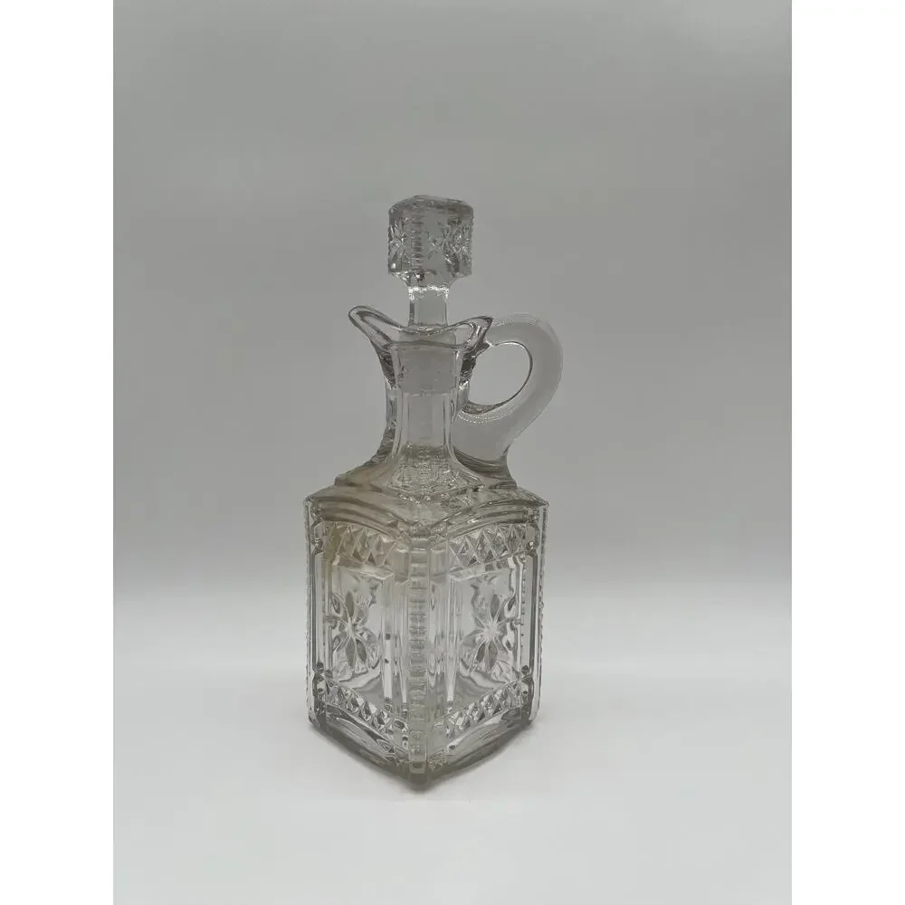 Antique Model Flint Glass Co Grace Pattern Decanter w/ Stopper EAPG, Circa 1885